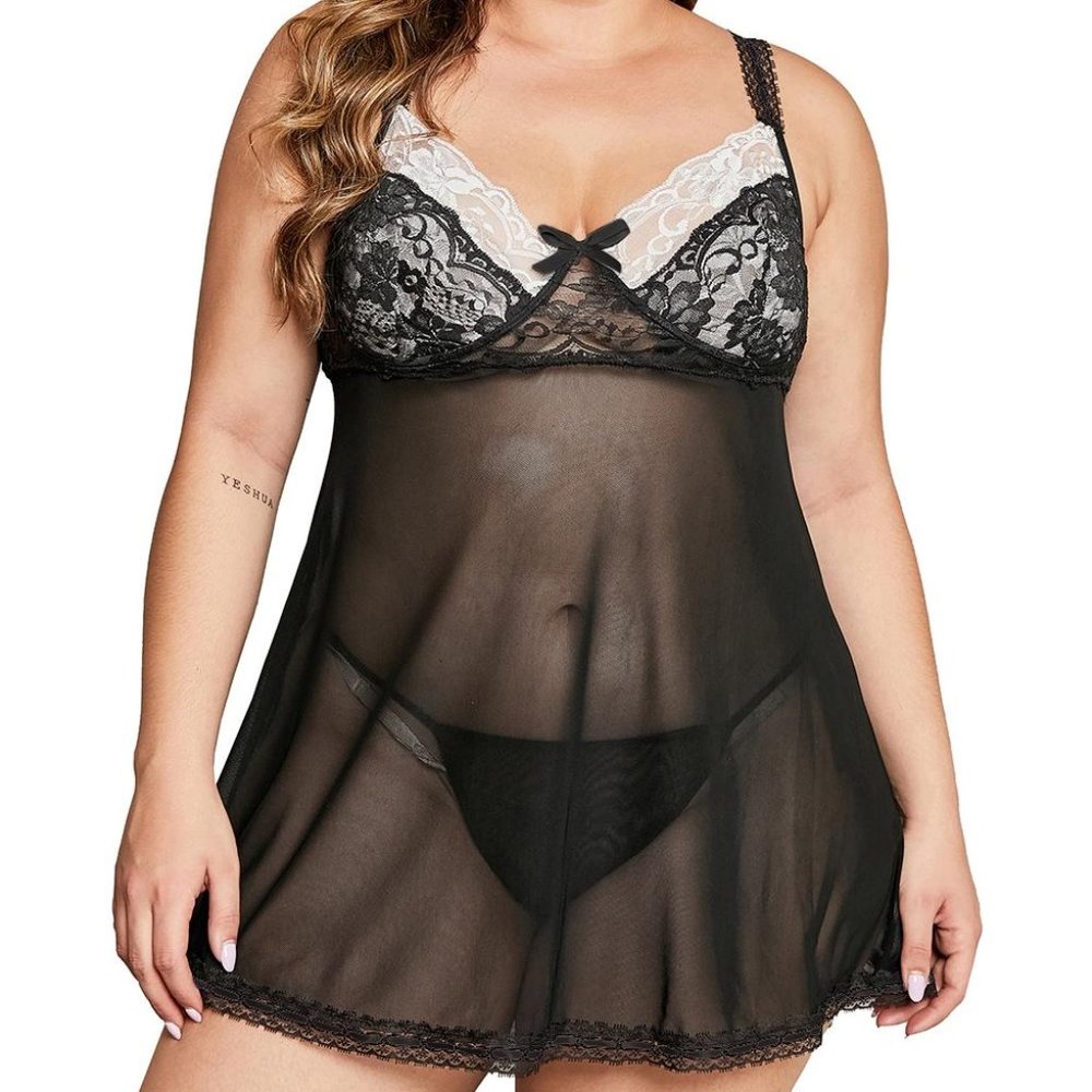 Sensual Black & White Babydoll Set